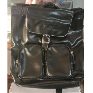 Black leather backpack